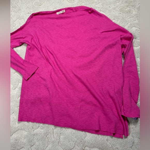We The Free Hot Pink Baby Waffle Knit Top With Side Slit‎ NWOT - Picture 1 of 5